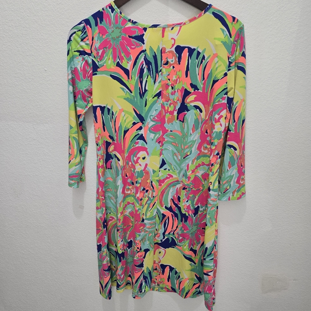 Lilly Pulitzer Lilianna Printed Loop-Neck Dress Neon Casa Banana Small - Picture 4 of 8